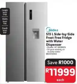 Makro Midea Side-by-Side Frost Free Fridge with Water Dispenser offer