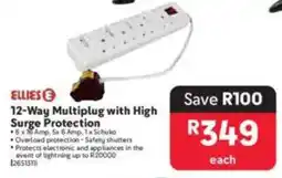 ELLIES 12-Way Multiplug with High Surge Protection