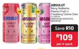 Makro ABSOLUT Berry Vodkarita, Passion Fruit or Cranberry Cosmo Cans offer