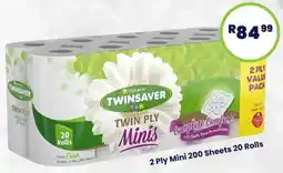 Super Save Twinsaver 2 Ply Mini 200 Sheets 20 Rolls offer