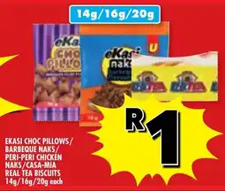 Usave Ekasi choc pillows/ barbeque naks/ peri-peri chicken naks/ casa-mia real tea biscuits offer