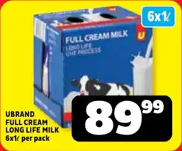 Usave Ubrand full cream long life milk offer