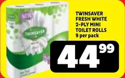 Usave Twinsaver fresh white 2-ply mini toilet rolls offer