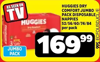 Usave Huggies dry comfort jumbo pack disposable nappies offer
