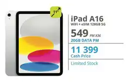 Cellucity iPad A16 WiFi + eSIM 128GB 5G offer