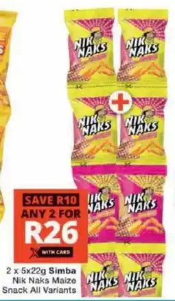 Checkers Simba Nik Naks Maize Snack All Variants offer