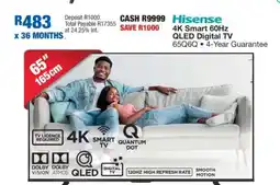 OK Furniture Hisense 4K Smart 60Hz QLED Digital TV 65QGQ offer