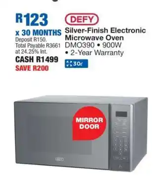 OK Furniture DEFY Silver-Finish Electronic Microwave Oven offer