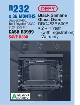 OK Furniture DEFY Black Slimline Glass Oven offer