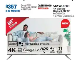 OK Furniture SKYWORTH 4K Google Digital LED TV 60G6500G offer