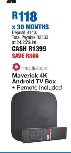 OK Furniture Maverick 4K Android TV Box offer