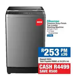 OK Furniture Hisense Titanium Grey-Finish Top-Loader Washing Machine offer