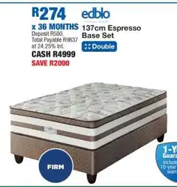 OK Furniture 137cm Espresso Base Set offer