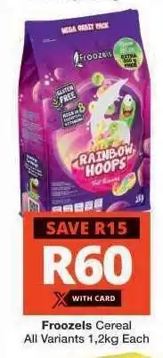Checkers Froozels Cereal offer