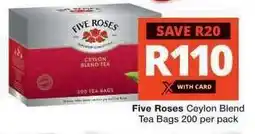 Checkers Five Roses Ceylon Blend Tea Bags offer