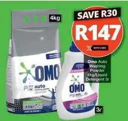 Checkers Omo Auto Washing Powder 4kg/Liquid Detergent 3L offer