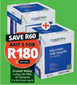 Checkers CRYSTAL VALLEY LONG LIFE MILK offer