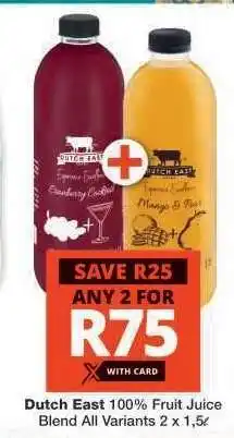 Checkers Dutch East 100% Fruit Juice Blend offer