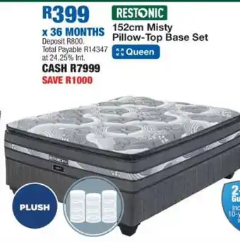 OK Furniture Restonic 152cm Misty Pillow-Top Base Set offer