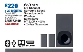 OK Furniture Sony 5.1-Channel Surround Sound Soundbar with Wireless Subwoofer offer