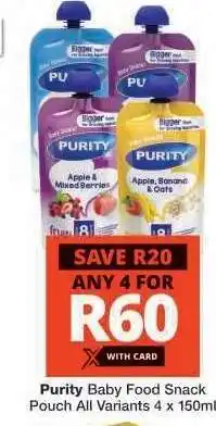 Checkers Purity Baby Food Snack Pouch offer