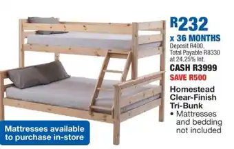 OK Furniture Homestead Clear-Finish Tri-Bunk offer