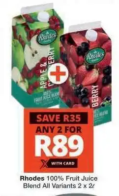 Checkers RHODES 100% FRUIT JUICE BLEND offer