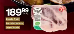 Checkers Simple Truth Certified Natural Leg of Lamb offer