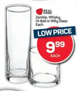 Pick n Pay Zombie, Whisky, Hi-Ball or Willy Glass offer