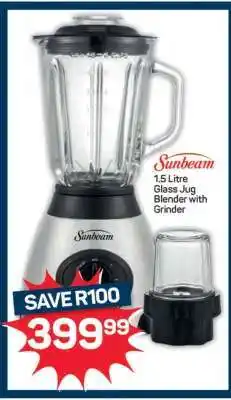Pick n Pay Sunbeam 1.5 Litre Glass Jug Blender with Grinder offer
