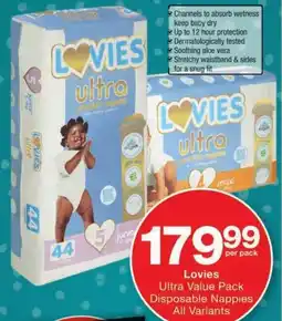 Checkers Lovies Ultra Value Pack Disposable Nappies All Variants offer