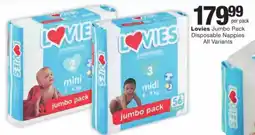Checkers Lovies Jumbo Pack Disposable Nappies All Variants offer