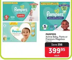 Makro PAMPERS Active Baby, Pants or Premium Megabox offer