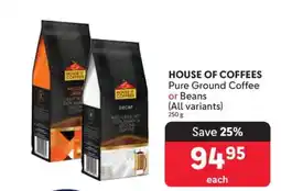 Makro HOUSE OF COFFEES Pure Ground Coffee or Beans offer