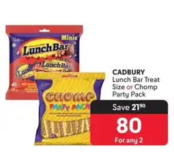 Makro CADBURY Lunch Bar Treat Size or Chomp Party Pack offer