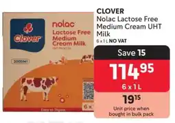 Makro CLOVER Nolac Lactose Free Medium Cream UHT Milk offer