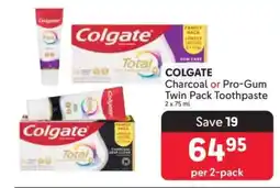 Makro Colgate Charcoal or Pro-Gum Twin Pack Toothpaste offer