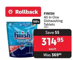 Makro FINISH All In One Dishwashing Tablets 100's offer