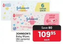 Makro JOHNSON'S Baby Wipes (All variants) offer