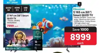 Makro Hisense 165 cm (65) Smart QLED TV offer