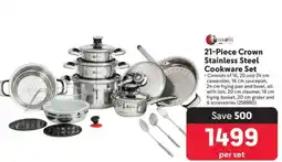 Makro 21-Piece Crown Stainless Steel Cookware Set offer