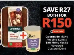 Checkers Gourmade Malva Pudding & The Menu Vanilla Flavoured Custard offer