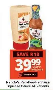 Checkers Nando's Peri-Peri/Perinaise Squeeze Sauce offer