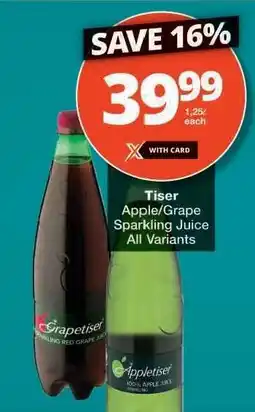 Checkers Tiser Apple/Grape Sparkling Juice offer