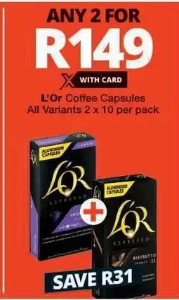 Checkers L'OR Coffee Capsules offer