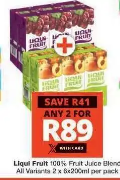 Checkers Liqui Fruit 100 % Fruit Juice Blend offer