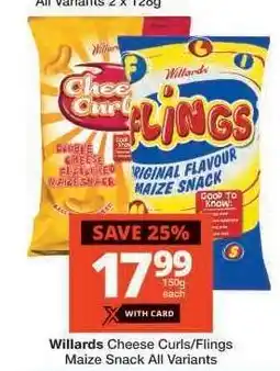Checkers WILLARDS CHEESE CURLS/FLINGS offer