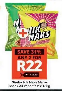 Checkers Simba Nik Naks Maize Snack offer