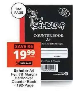 Checkers Scholar A4 Feint & Margin Hardcover Counter Book offer