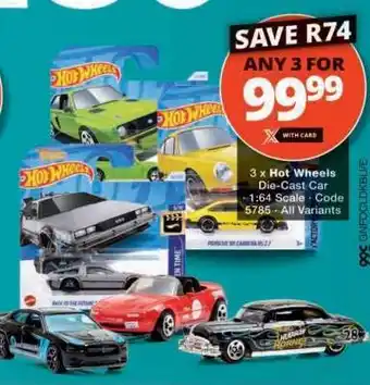 Checkers Hot Wheels Die-Cast Cars offer